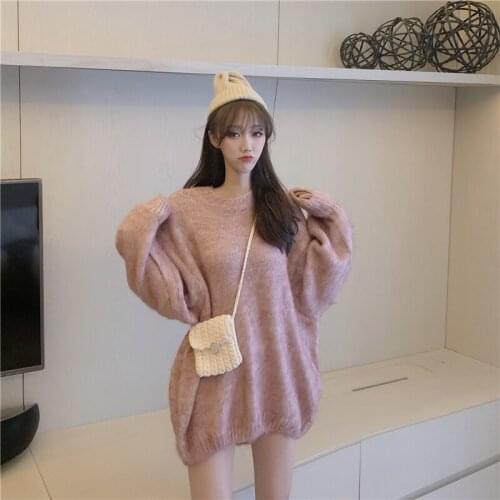 Autumn loose casual style round neck small mid-length sweater
