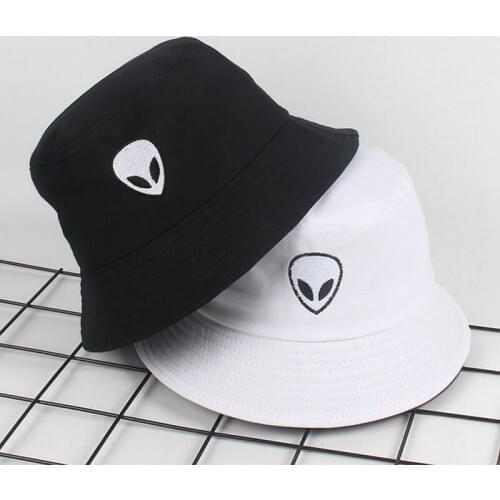 Black White Solid Alien Bucket Hat Unisex Bob Caps Hip Hop Gorros Men Women Summer Panama Cap Beach Sun Fishing Hat