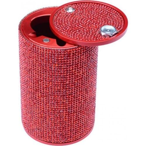 Portable Rhinestone Metal Ash Holder Women Auto Universal Ashtray Flame-retardant Durable Sparkling Exterior Stylish sealinG
