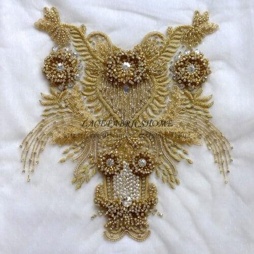 Silver Super High-grade imitation large Rhinestone patches handmade embroidery wedding dress accessories 1 piece 35X35cm