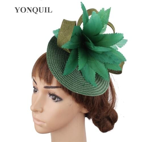 Bride Elegant Net Wedding Hats Bridal Fascinator Face Veils Feather Flower With Hairpin Imitation Straw Chic Headwear For Women