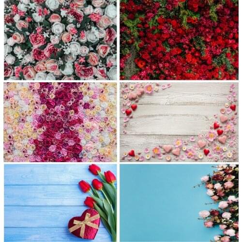 SHUOZHIKE Vinyl Custom Valentines Day Photography Backdrops Wooden Flower Party Backgrounds Birthday Backdrop 201214QMH-01