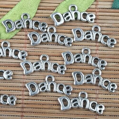 Alloy metal Tibetan Silver color Dance word design charms 70pcs EF0138