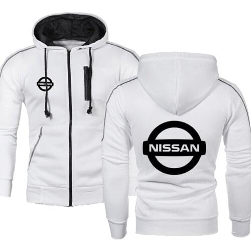 Mens Hoodies Nissan Car Logo Print Casual Hip Hop Harajuku Long Sleeve Hooded Sweatshirts Mens zipper Jacket Man Hoody Clothing