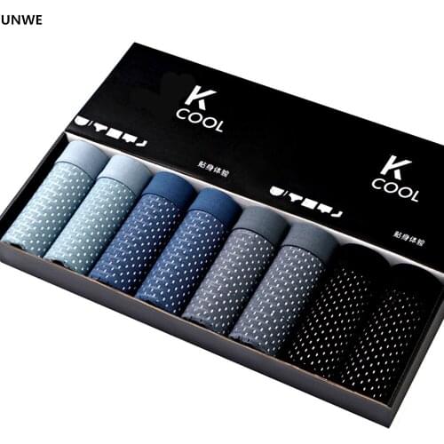 8PCS/Lot High Quality Underwear Boxers Brand Mens U Convex Panties Sexy Ice Silk Seamless Trunk Breathable Modal