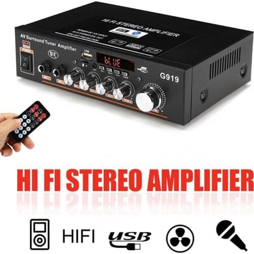 Home Bluetooth Power Amplifiers USB Audio Amplifier FM Subwoofer Amplifier Home Theater Bass Treble Sound System Mini Amplifier