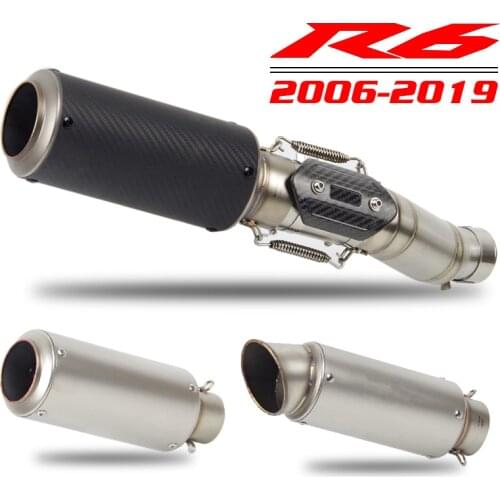 R6 45mm 60mm Slip-on Exhaust Middle Link Pipe Muffler Escape Connect Pipe with DB Killer for Yamaha R6 YZFR6 2006 2007 2008-2019