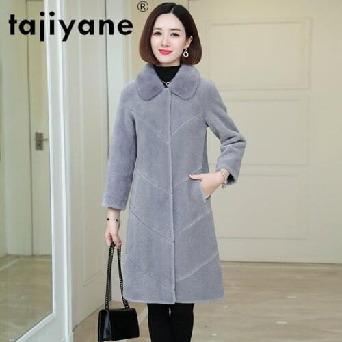 Winter Women Coat Real Fur Coats Woman 100% Wool Jackets Female Fox Fur Collar Womens Long Clothes Abrigo Mujer TN774