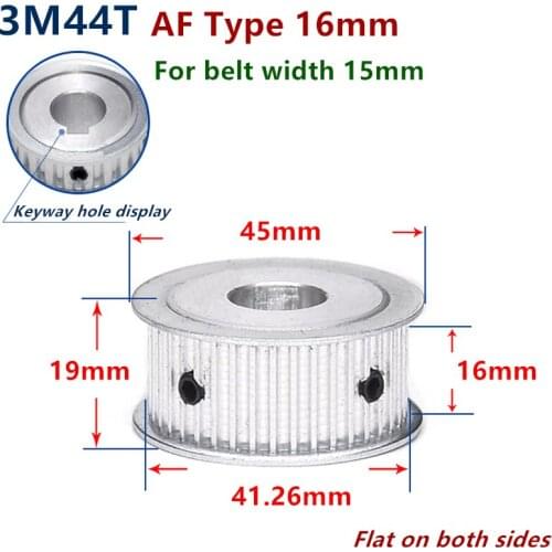 Arc 44 Teeth HTD 3M Timing Pulley Bore 6-17mm for Width 15mm 3M Synchronous Belt HTD3M pulley gear wheel 44T 44Teeth