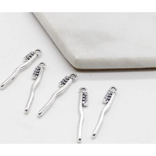 10pcs fashion jewelry accessories vintage alloy toothbrush hanging jewelry pendant DIY handmade