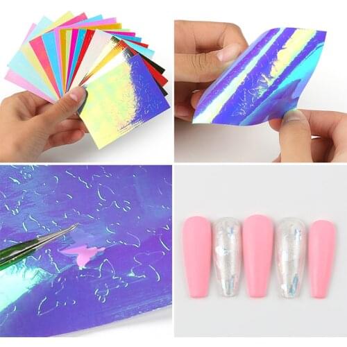 16colors/lot Butterfly Nail Holographic Strip Tape Nail Art Stickers Thin Laser Silver Stripe Sticker DIY Foil Nail Decal