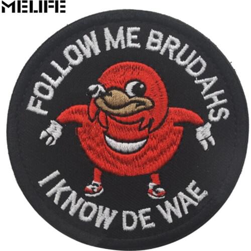 2 PC Black Souvenirs Embroidery Patch Tactical Patches Ugandan Knuckles Follow Me Brudahs I Know De Wae badges patch
