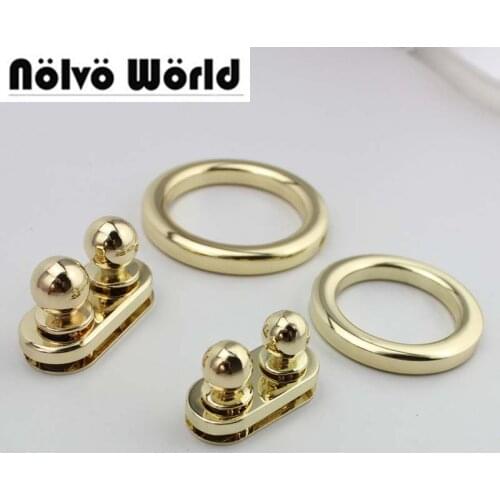 20sets Light Gold Purse Handmade Twist Turn Lock Purse Bag Handbag Clasps fashion shape o ring Locks