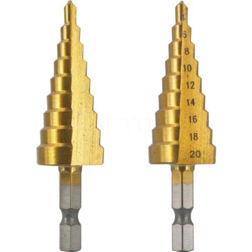 3pcs/set Drill Bits 3-12mm 4-12mm 4-20mm Step Cone Cutting Tools HSS Steel Titanium Step Drill Bits Wood working Power Tools