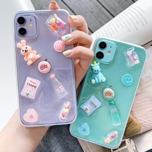 3D Cute Cartoon Case For iPhone 12 11 Pro Max Mini XR 8 7 Plus SE 2020 X XS Case Silicon Phone Bumper On iPhone12 Iphone11 Cover