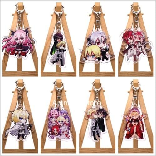 Anime Seraph of The End Keychain Figure Hiiragi Shinoa Yoichi Saotome Yuichiro Hyakuya Acrylic Bag Pendant Keyring for Gift