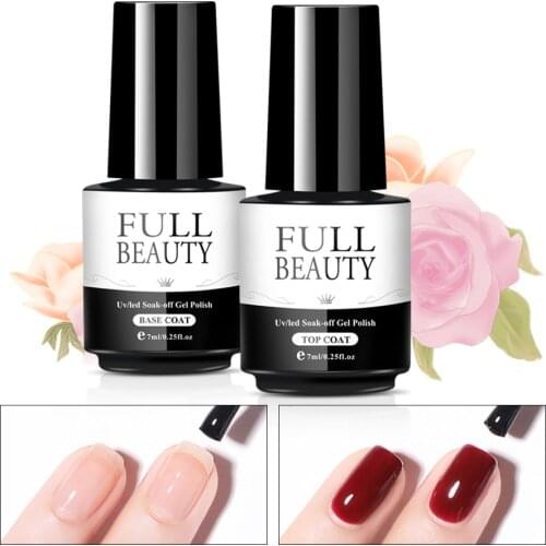 7ml No Wipe Base Top Coat Nail Art UV Led Gel Topcoat Sealer Non Cleansing Base Coat Soak Off Foundation Gel Varnish JI1571-2