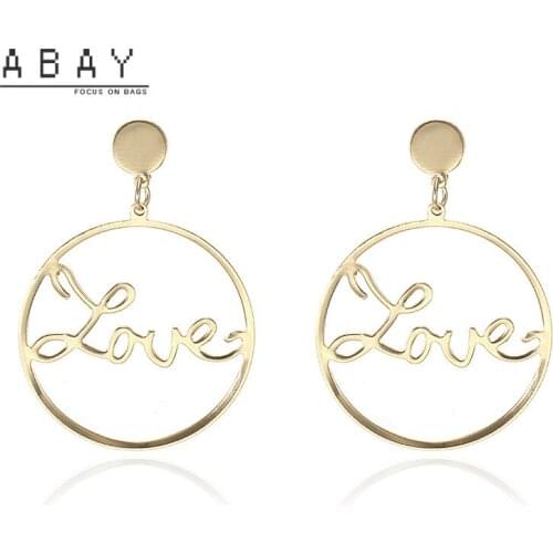 Retro Geometry Big Circle Earrings Women New Style Personality Love Temperament Versatile Simple 2020 Fashion Female Ear Pendant