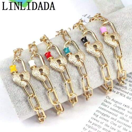 5Pcs, New design cz clasp bracelet,plated heart shape cubic zircon component, popular bracelet Adjustable for Women