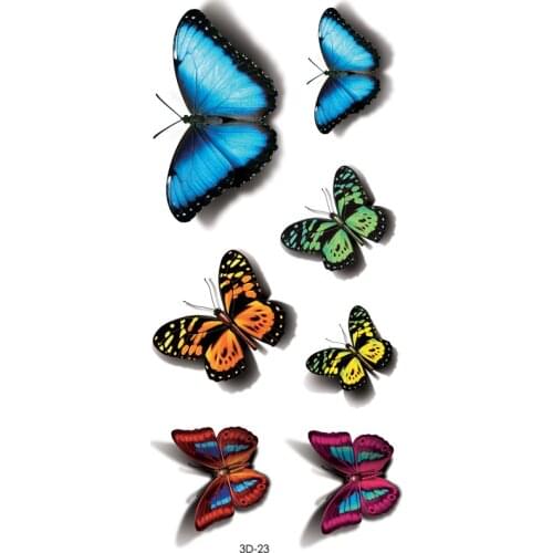 3D Color Butterfly Tattoo Decals Body Art Decal Flying Butterfly Waterproof Paper Temporary Tattoo Stickers
