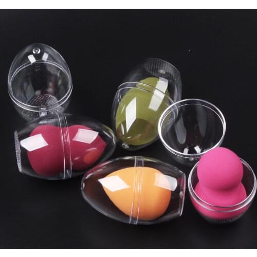 Sponge Stand Storage Case Makeup Puff Holder Empty Cosmetic Egg Shaped Rack Transparent Puffs Drying Box Plastic