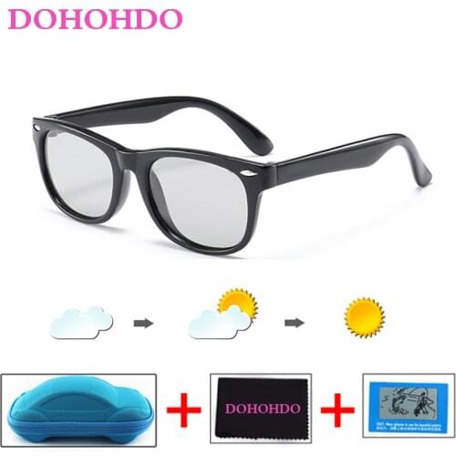 DOHOHDO Sunglasses Children Polarized Sun Glasses TR90 Boy Girls Silicone Safety Photochromic Glasses Baby UV400 Eyewear Okulary