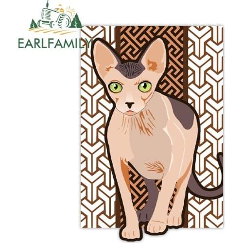 EARLFAMILY 13cm x 10.2cm for Sphinx Cat Car Sticker Funny JDM Stickers Vinyl Body for Car DIY Occlusion Scratch Window Decal