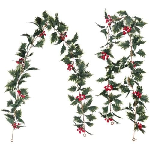 5pcs Artificial Red Acacia bean Leaves Vine For Flower Arrangem Plant Wall Wedding Party Arch Home Garden Hotal Decorative
