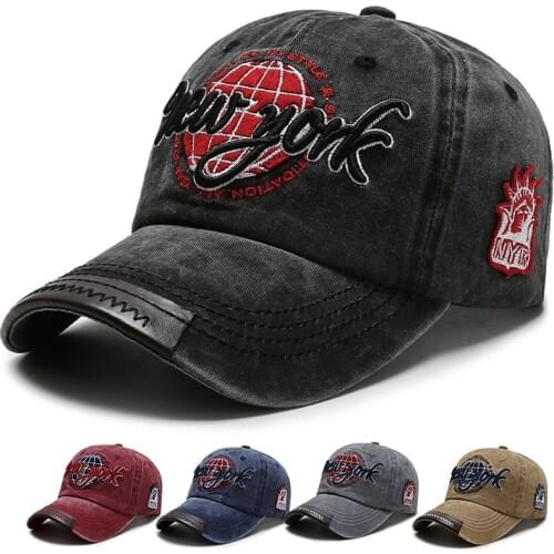 Washed cotton men baseball cap denim snapback sun hat for women gorras casual NEW YORK embroidery retro cap