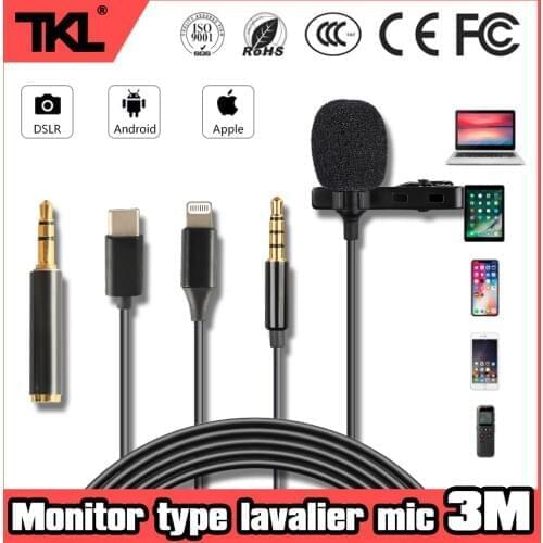 TKL capacitor wired microphone phone camera lavalier microphone video recording voice mic