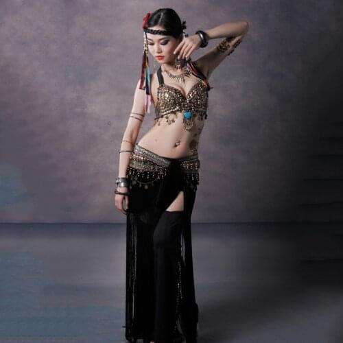 Tribal Style Belly Dance Costume 2 Pics Bra & Skirt Women Top Hip Scarf 34b/c 36b/c 38b/c Cup Bellydance Outfit Clothes 4 Color