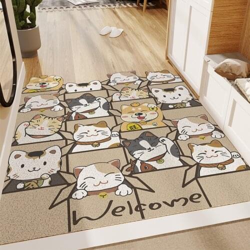 Cartoon Dog Door Mat Carpet Anti-slip Mat Living Room Mat Kitchen Mat Bath Mat PVC Silk Loop Home Mat Carpet Entrance Door Mat