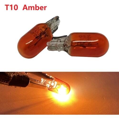 T10 W5W Bulb 194 168 Side Wedge Light Auto Car halogen Dome Map Trunk License Plate Light Lamp Bulb T10 Amber White Lighting 12V