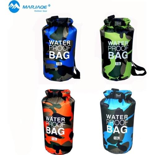 MARJAQE 10L Camouflage Muitifunctional Durable Rafting Camping Hiking Swimming Waterproof Bag Dry Bag Outdoor Travel Kits
