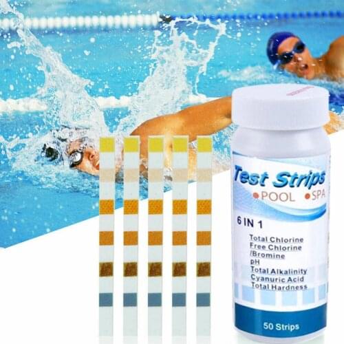 Multifunctional 6-in-1 Swimming Pool Test Strips for Chlorine PH Alkalinity Water Hardness Testing 50 Pcs/set UD88