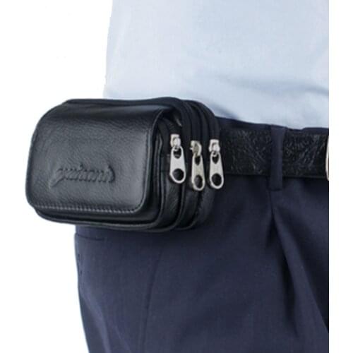 Men Leather Cell Mobile Phone Belt Pouch Purse Fanny Pack Waist Bag