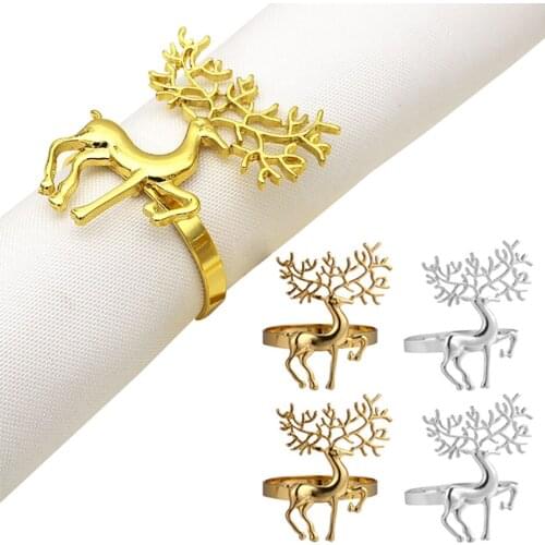 10Pack Elk Napkin Rings Set Christmas Delicate Deer Napkin Holder Alloy Durable Restaurant Party Dinner Table Decor