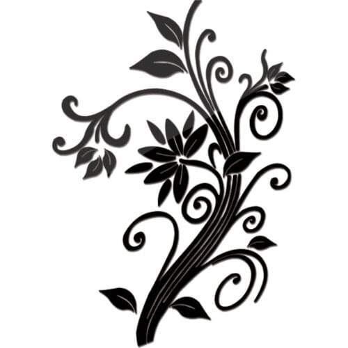 Plant sticker modern home decoration flower Background Acrylic furniture mirror wall stickers for Art living room still life