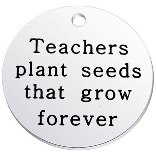 BULK 20pcs Stainless Steel Engraved Teachers Plant Seeds that Grow Forever Inspiration Appreciation Gifts for Teachers Day 25mm