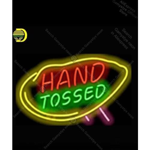 Hand Tossed Food NEON LIGHT SIGN Neon Sign lamp Decorate GLASS Pizza Shop Sign Affiche Neon Enseign Lumineuse Bar Tube Neon Shop