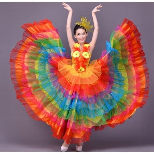 New Flamenco Dance Costumes Female Elegant Modern Ballroom Dance Performance Stage Dress Classical Folk Dance Clothes VO1054