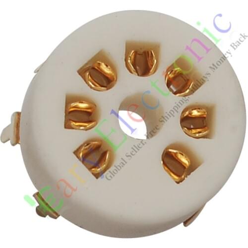 Wholesale and retail 100pc 7pin Gold Ceramic vacuum tube sockets valve base B7G 6AU6 EF95 6C4 6X4 6066 free shipping