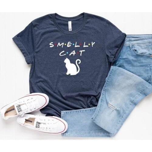 Smelly Cat Friends Shirt Cotton Kawaii Fashion Shirt Plus Size O Neck graphic Mama shirt Short Sleeve Top Tees Streetwear cotton