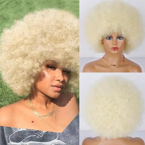 Short Afro Wigs Black Natural Synthetic Wig For Women Heat Resistant Fiber African American Wig
