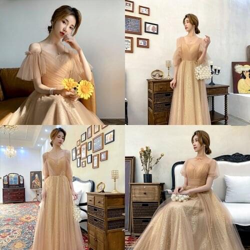 Bridesmaids Dresses Illusion Short V-Neck Pearls Pleat Lace Tulle Spaghetti Straps Luxury A-Line Women Wedding Party Gown E708
