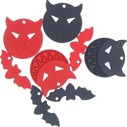 10pcs/lot Halloween grimace bat Enamel Red and Black Rubber paint Charms For Earrings Jewelry Making Dangle Finding XL1024