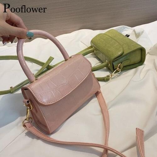 Pooflower Stone Pattern Crossbody Bags for Women Fashion PU Leather Shoulder Bags Female Mini Handbag Purse dames tassen ZH141