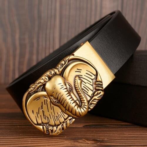 New Brand Elephant Designer Belt Men High Quality Genuine Leather Men Belts Strap Male Retro Automatic Buckle Belt for Men