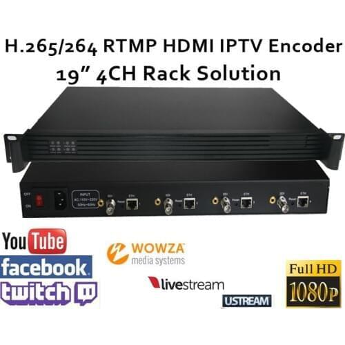 ESZYM 4CH .265/H.264 SDI Video Encoder support RTMP for live broadcasting 19" Rack IPTV Encoder SDI