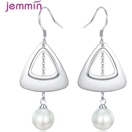 Fashion New Solid 925 Silver Hook Fine Pearl Drop Earrings Engagement Christmas Party Jewelry Gift Dangle Earrings Pendientes